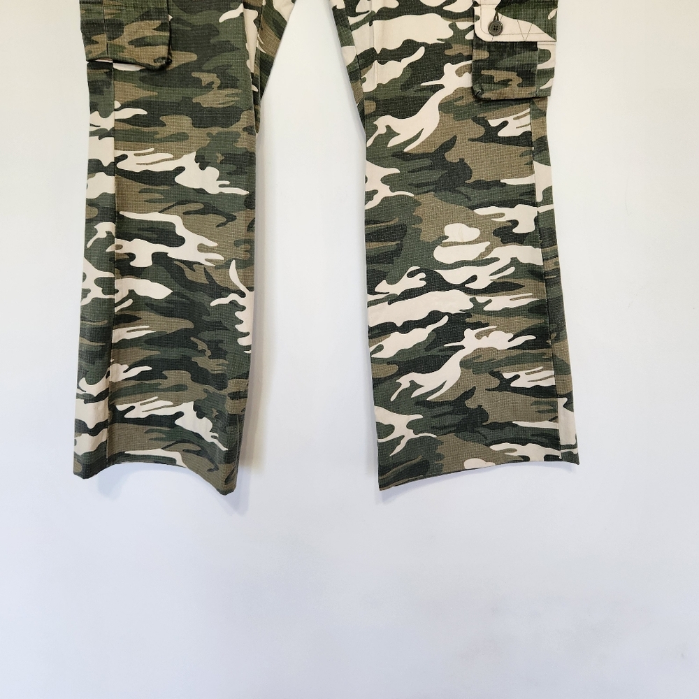 Cargo Camo Drawstring Pants Wide Leg Midrise Gorpcore Y2k size 11 - Picture 4 of 16